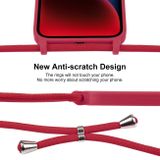 Gumený kryt Crossbody na iPhone 15 Plus - Ružovo červená