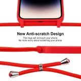 Gumený kryt Crossbody Lanyard na iPhone 15 Pro - Červená