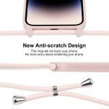 Gumený kryt Crossbody Lanyard na iPhone 15 Pro - Pieskovo ružová