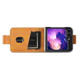Peňaženkové kožené puzdro AZNS Calf na Samsung Galaxy Z Flip 5 - Svetlohnedá