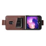 Peňaženkové kožené puzdro AZNS Calf na Samsung Galaxy Z Flip 5 - Tmavohnedá