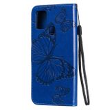 Peňaženkové 3D puzdro na Samsung Galaxy A21s - Modrý motýľ
