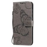 Peňaženkové 3D puzdro na Samsung Galaxy A21s - Šedý motýľ
