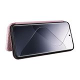 Peňaženkové Carbon puzdro na Xiaomi 14 Pro - Ružová