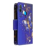 Peňaženkové kožené puzdro na Huawei Y7 (2019) - Purple Butterfly