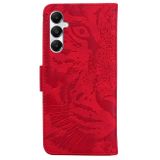 Peňaženkové kožené puzdro Tiger Embossed na Samsung Galaxy A05s - Červená