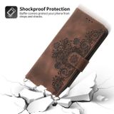 Peňaženkové kožené puzdro Flowers na Xiaomi 14 Pro - Hnedá