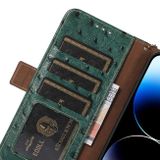 Peňaženkové kožené puzdro Ostrich Pattern na Galaxy A55 5G - Zelená