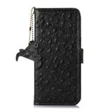 Peňaženkové kožené puzdro Ostrich Pattern na Galaxy A55 5G - Čierna