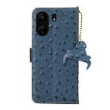 Peňaženkové kožené puzdro Ostrich Pattern na Galaxy A55 5G - Modrá