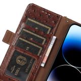 Peňaženkové kožené puzdro Ostrich Pattern na Galaxy A55 5G - Kávová