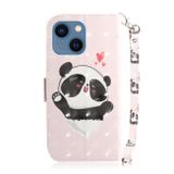 Peňaženkové kožené puzdro Colored Horizontal na iPhone 15 Plus - Heart Panda