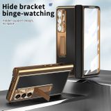 Plastový kryt Magnetic Shell na Samsung Galaxy Z Fold5 - Čierna + Zlatá