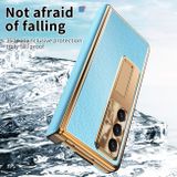 Plastový kryt Magnetic Shell na Samsung Galaxy Z Fold5 - Modrá + Zlatá