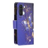 Peňaženkové kožené puzdro na Samsung Galaxy A25 5G - Purple Butterfly