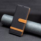 Peňaženkové kožené puzdro Block Denim na Samsung Galaxy A25 5G - Čierna