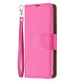 Peňaženkové kožené puzdro Litchi Texture Pure Color na Galaxy A35 5G - Ružovo červená
