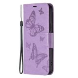Peňaženkové kožené puzdro Two Butterflies na Samsung Galaxy A25 5G - Fialová