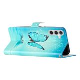 Peňaženkové kožené puzdro na Samsung Galaxy A25 5G - Blue Butterfly