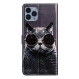 Peňaženkové kožené puzdro DRAWING na iPhone 15 Pro Max - Sunglasses Cat