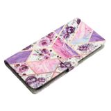 Peňaženkové kožené puzdro Colored Drawing na iPhone 15 Plus - Purple Marble