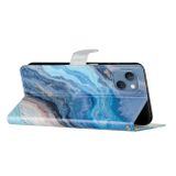 Peňaženkové kožené puzdro Colored Drawing na iPhone 15 Plus - Blue Marble