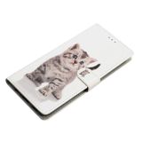 Peňaženkové kožené puzdro Colored Drawing na iPhone 15 Plus - Little Tabby Cat