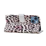 Peňaženkové kožené puzdro Colored Drawing na iPhone 15 Plus - Leopard