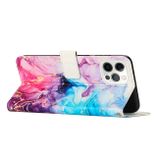 Peňaženkové 3D puzdro Marble na iPhone 15 Pro - Ružová a fialová