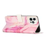 Peňaženkové 3D puzdro Marble na iPhone 15 Pro - Ružové zlato