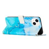 Multifunkčné peňaženkové puzdro Painted Marble na iPhone 15 Plus - Modro zelená