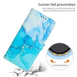 Multifunkčné peňaženkové puzdro Painted Marble na iPhone 15 Plus - Modro zelená