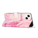 Peňaženkové 3D puzdro Marble na iPhone 15 - Ružové zlato