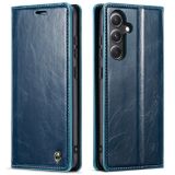 Peňaženkové kožené puzdro CaseMe Business na Samsung Galaxy S23 FE - Modro zelená