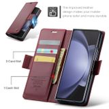 Peňaženkové kožené puzdro CaseMe Anti-Theft na Samsung Galaxy Z Fold5 - Vínovočervená