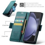 Peňaženkové kožené puzdro CaseMe Anti-Theft na Samsung Galaxy Z Fold5 - Tyrkysová