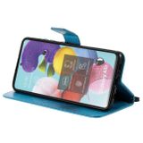 Peňaženkové kožené puzdro TREE na Samsung Galaxy A51 5G - Modrá