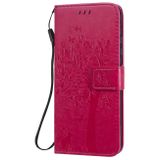 Peňaženkové kožené puzdro TREE na Samsung Galaxy A51 5G - Ružovočervená