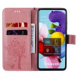 Peňaženkové kožené puzdro TREE na Samsung Galaxy A51 5G - Ružová