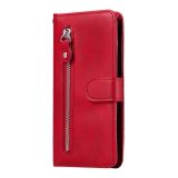 Peňaženkové kožené puzdro Zipper na Xiaomi Redmi 12 - Červená