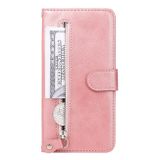 Peňaženkové kožené puzdro Texture Zipper na Xiaomi 14 - Ružové zlato