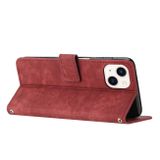 Peňaženkové kožené puzdro SKIN FEEL na iPhone 15 Plus – Červená