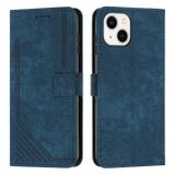Peňaženkové kožené puzdro SKIN FEEL na iPhone 15 Plus – Modrá