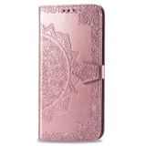 Peňaženkové kožené puzdro na LG K41S - Ružová