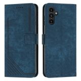 Peňaženkové kožené puzdro Stripe Pattern na Samsung Galaxy A25 5G - Modrá