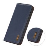 Peňaženkové kožené puzdro KHAZNEH Nappa na Galaxy A55 5G - Modrá