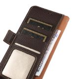 Peňaženkové kožené puzdro KHAZNEH Genuine Leather na Moto G84 - Hnedá