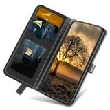 Peňaženkové kožené puzdro Tree Pattern na Samsung Galaxy A25 5G - Čierna