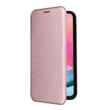Peňaženkové kožené puzdro Carbon na Samsung Galaxy A25 5G - Ružová