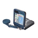 Peňaženkové kožené puzdro Horizontal na Samsung Galaxy Z Flip 5 - Modrá